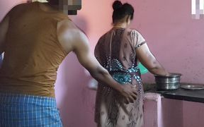 Aunty was working in the kitchen when I had sex with her