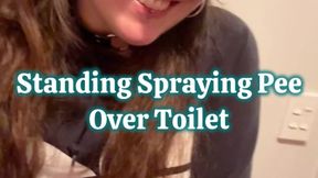 Standing Spraying Pee Over Toilet