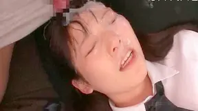 Creamy load on face after a tenacious pussy slamming