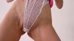 Hot Girl Strip Tease and Pussy Play to Orgasm. Girl Is Showing Her Pussy with Long Labia