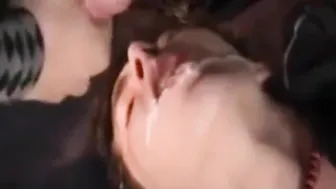 Twink Bareback Gangbang Ends with Mouthful of Cum