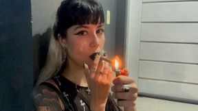 Your gothic Goddess smoking a cigar