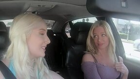 Teen & COUGAR Team up for Scissoring Session in Car!