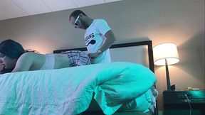 Frat College Boy Fucks Hot Trans Woman in Chastity Doggystyle