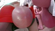 Fingering my Balls Real Life Futanari 8 Kilo Balls Futa Real Hung Daddy Balls Low Hangers White Gloves Red Skirt Black Nylons