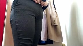 Mother-in-law teases son-in-law with her lustful fitting room video with anal plug in sweet hole and masturbation
