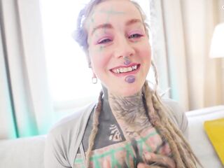 Double Anal Floozy - Team fuck with Tattoo Hotty Anuskatzz ends with large Facial - ATM, DAP, double penetration