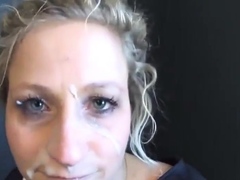 Nasty girl need to walk in public with face full of cum