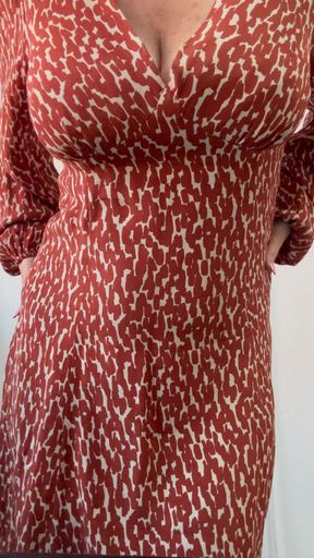 Horny sexy mature milf shakes her boobs at the office