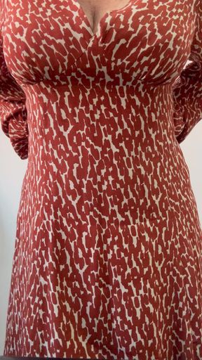 Horny sexy mature milf shakes her boobs at the office