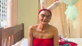 Grandstepmother Wore Her Christmas Bunny Like Outfit so I Can Fuck Her in Her Ass -ai-generated