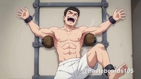 Strapped To The Frame - Brush Cylinders On Bare Armpits (2D Anime Bara)