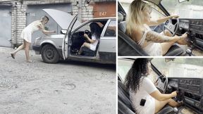 Anastasia and Rita in a trouble with Opel Rekord