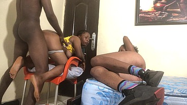 Threesome with Two college girls and the Bad boy next-door