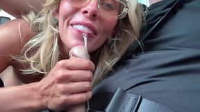 English princess Bonnie Blue is taking a ride on Luke Cooper's cock while the car drives itself