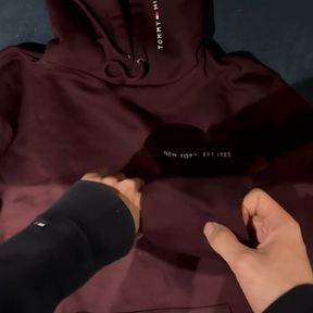 Cum on a new Tommy Hilfiger hoody