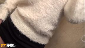 Horny Japanese woman gets pussy banged deep by her lover in the toilet