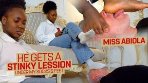 My white foot rat is my human footrest and gets a stinky lesson ( Foot Domination with Miss Abiola ) - FULL HD wmv