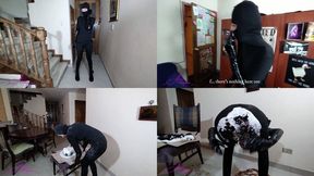 Homealone Boobytrap Catch Sexy Catsuit Thief Humiliation Parody