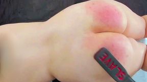 Paddle spanking on roommate's pussy and ass