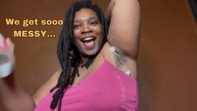 Black Ebony Teases You With Her Hairy Creamy Armpits This Valentine's Day