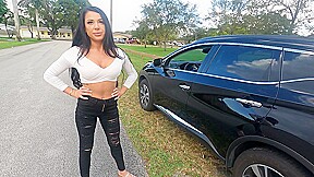 Gianna Grey is stranded with a flat tire and fucks her way out of it - BangRoadsideXxx