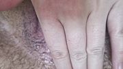 Three loads of cum dripping from hairy trans pussy
