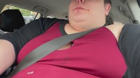 SSBBW Marigold Stuffing Her Fat Face WHILE Driving?? What a Piggy Feedee