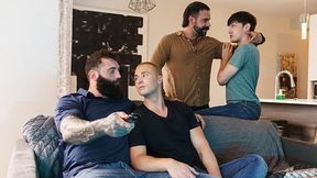 Youngster Trade - Teddy Hairy Man Step-Fathers Caught Their Nubile Twinks Rubbing And Join Them For A Supah-Pummeling-Steaming four Way