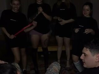 4 sluts sharing cock in birthday orgy