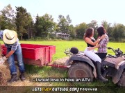 Let's Fuck Outside - Cowgirls gets Fucked by Cowboy in Outdoor Threesome