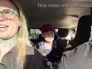 I found a window cleaner at the traffic light! And I called her over to be a porn actor and have hawt sex in our car in the centre of the street. I made her all wet and this chick smeared our entire car seat.
