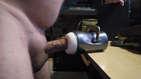 My very small uncut dick grows huge and cum while fucking toys