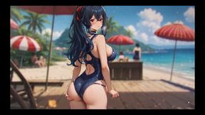 Bluring The Walls [ Romance Hentai Game ] Ep.6 Wet Dreams With Horny Crowd On The Beach !