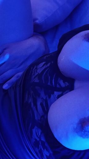 Hot Latina MILF Under Blue Light Gets Oral Sex, Dildo Masturbation and Juicy Fluids with Orgasms