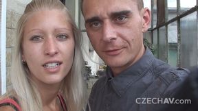 Good blonde with green eyes feels a big cock in her pussy