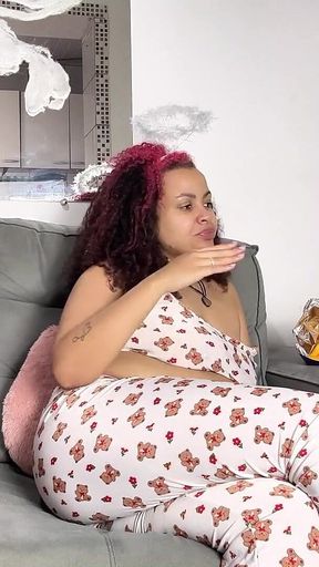 Gassy BBW Halloween Movie Night with Farting and Burping