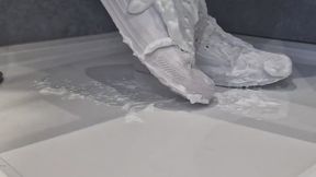 Primey makes a mess of some new Mono White Leather Converse!