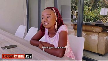 Amateur ebony teen gets face-fucked and sucked in reality casting interview