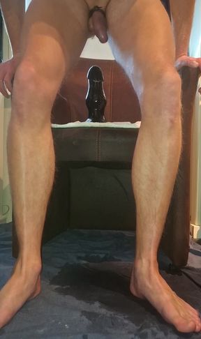 Boy gets his ass destroyed by huge dildo and has pissing orgasms