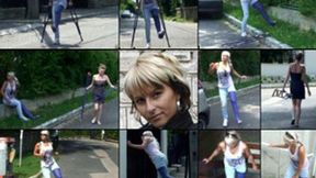 Yvette LLWC Crutch Theft in Broad Daylight Leaves Her Gimp-Hopping (in HD 1920X1080)