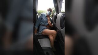 Crossed Legs Orgasm inside Outdoors Bus