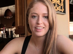 Glamour blonde babe outdoor deepthroat