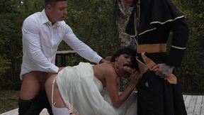 slut bride fucked at the wedding and got two dicks in her pussy at once