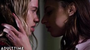 Hot babe dives into wild fun with a sassy girl at the raucous party!