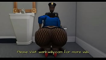 Big Black Ass Officer Fucked While Husband Waits