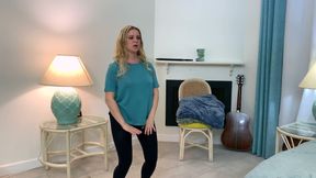 Stepson helps stepmom make an exercise video