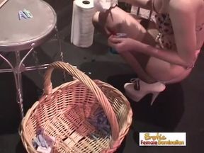 Lezdom ginger whipping sub in prison