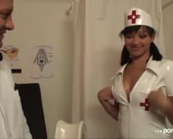 Doctor Bob let his nurse squirt in the treatment room