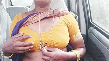 Indian maid car sex Telugu dirty talks.